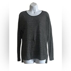 Vince  Stripe Pullover Crew Neck Linen Top